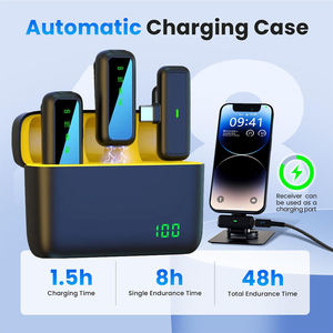 ไมโครโฟนไร้สายแบบหนีบเสื้อตัดเสียงรบกวน ไมโครโฟนขนาดเล็กสำหรับ Android พร้อมเคสชาร์จ สำหรับบันทึกวิดีโอ <span class=keywords><strong>Facebook</strong></span> TikTok YouTube - Product Image 3