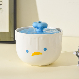 Fontaine à eau créative en céramique pour animaux de compagnie, distributeur d'eau automatique en forme de canard pour chats et chiens, bol à boire pour chat. - Product Image 4