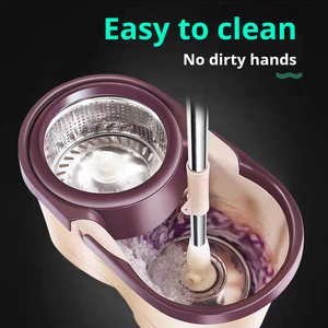 Double-Drive Rotating <strong>360</strong> Floor <strong>Mop</strong> Set Four-Side Wringing Stainless Steel Basket Bucket Microfiber <strong>Mop</strong> Pads Extendable Handle - Product Image 3