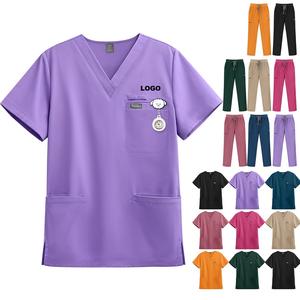 ชุดยูนิฟอร์ม<span class=keywords><strong>แพทย์</strong></span>พยาบาลแบบสครับขายดี แขนสั้น ซักได้ สกรีนโลโก้ได้ ชุดผ่าตัดแบบยืดได้ <span class=keywords><strong>เสื้อ</strong></span>ยืดและกางเกง - Product Image 1