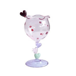 Calice da Champagne in Vetro Alto <span class=keywords><strong>a</strong></span> Forma di Cuore con Motivo <span class=keywords><strong>a</strong></span> <span class=keywords><strong>Pois</strong></span> Colorati - Product Image 1
