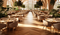 Ensemble de table à manger commerciale de luxe moderne pour 4, 6 ou 8 personnes, meubles de restaurant en bois pour hôtel