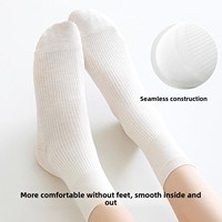 Chaussettes en coton sans couture pour femme, en fibre de bambou, fines, antibactériennes, chaudes, blanches, effet empilé, post-partum, nouveau style tendance
