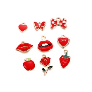 Pendentif en alliage thème rouge, formes variées, pour la fabrication de colliers, apprêts de bijoux en fer émaillé - Product Image 5