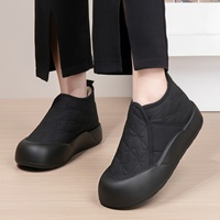 Bottes d'hiver mi-hautes pour femmes, tige en tissu, semelle extérieure en polyuréthane, chaussures d'hiver décontractées légères et confortables à enfiler
