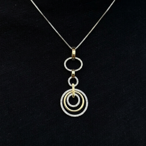Collier Pendentif Géométrique en Argent 925 Plaqué Or 18K avec Diamant Taille Brillant, Chaîne Serpent Minimaliste pour Femme, Certifié IGI - Product Image 1