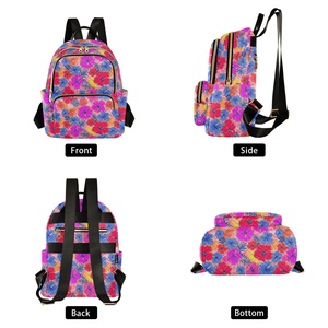 Hawaiian Hibiscus Flower Quilted Polyester Custom Logo <b>Backpack</b> Rucksack <b>Waterproof</b> <b>School</b> <b>Backpacks</b> for Girls Women - Product Image 2
