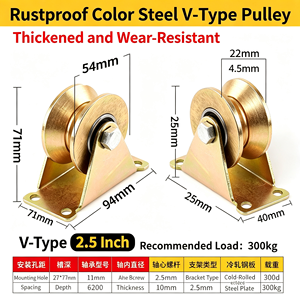 Roue de portail à rainure en V zinguée avec support de base, en acier au carbone robuste, double roulement, pour porte coulissante, certifiée CE, OEM disponible - Product Image 4
