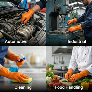 Guantes de Nitrilo Naranja Resistentes AmpsafeX, Sin Látex ni Polvo, Guantes de Trabajo Reutilizables para Automoción, Industria, Limpieza y Alimentos - Product Image 4