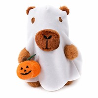 Peluche Capybara Fantôme avec Oreilles qui Sortent de Partiellement, 8 Pouces, Super Douce, Jouet Brodé pour la Décoration de la Saison d'Horreur
