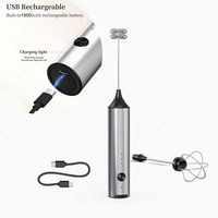 Портативный блендер 2-в-1 с USB-зарядкой, электрический вспениватель молока, 3-скоростной многофункциональный ручной миксер, кофемолка, чайная мельница из нержавеющей стали