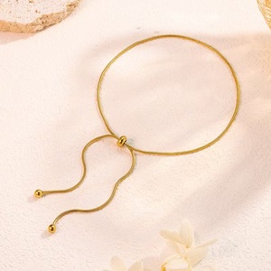 Stylish Simple Women's Snake Bone Chain Necklace 18K Gold Stainless Steel Pull-out Design Necklace <b>Bracelet</b> <b>Anklets</b> - Product Image 2