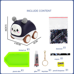 Nuovo prodotto fai da te grandi gemme 3d <span class=keywords><strong>arte</strong></span> animale auto per bambini kit di pittura diamante luci colorate auto giocattolo scorrevole con decorazione portachiavi - Product Image 2