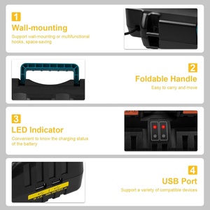Cargador Rápido de 4 Puertos DCB104 para Baterías Dewalt de 12V/20V/60V DCB200 con Puerto <span class=keywords><strong>USB</strong></span>, Estación de Carga Múltiple para Baterías DCB115 DCB118 - Product Image 3