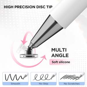 ปากกาสไตลัสหัวดิสก์แบบสากล ราคาโรงงาน รับทำโลโก้ ผลิตโดยตรงจากโรงงาน สำหรับอุปกรณ์หน้าจอสัมผัส แท็บเล็ต วัสดุโลหะ - Product Image 5