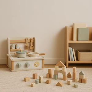 Juguete de Cocina de Madera Ecológico y No Tóxico para Niños, Juego de Simulación Montessori para Cocinar, para Niños de 4 a 6 Años - Product Image 1