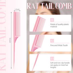 Peine de dientes finos fibra de carbono antiestático resistencia al calor peluquería <span class=keywords><strong>peinado</strong></span> peines de cola de <span class=keywords><strong>rata</strong></span> para mujer - Product Image 4