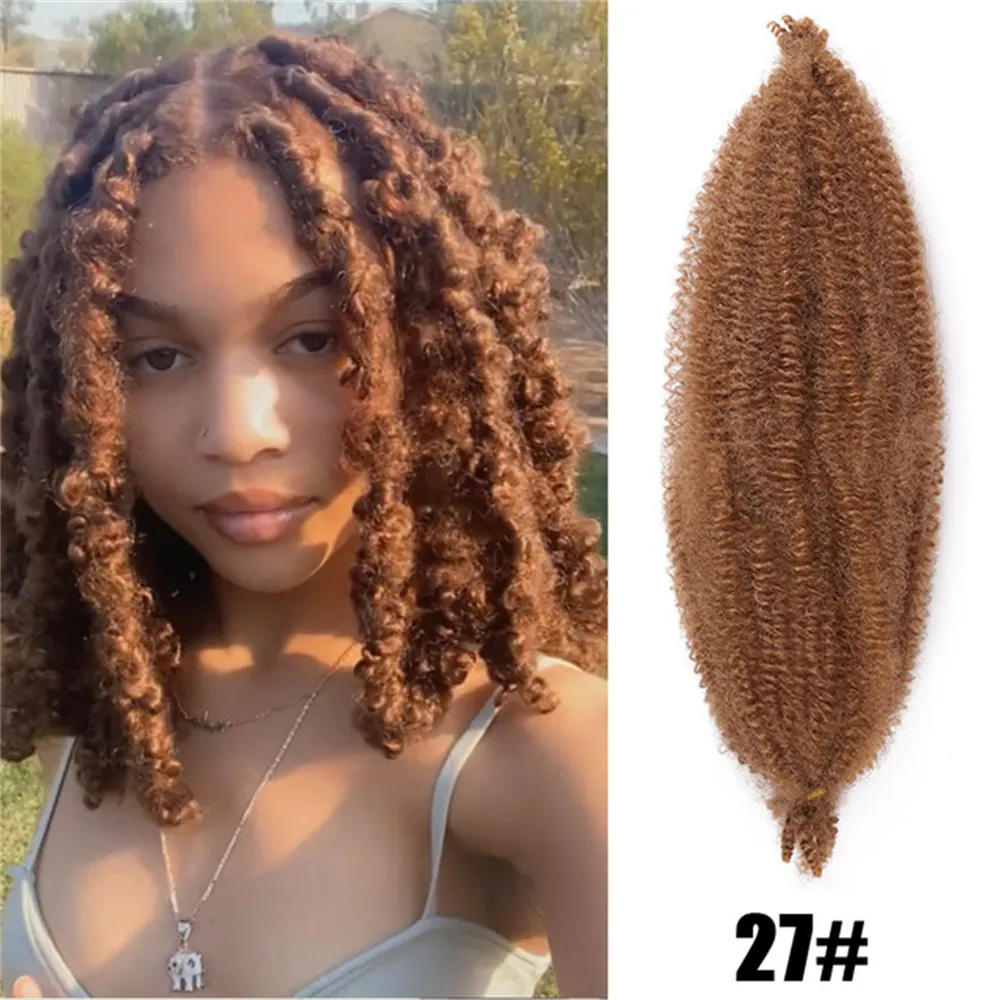 Synthetic Springy Afro Twist Crochet Hair Pre-Separated Braiding Hair Extensions for Women Soft Marley Braids Kinky Twist