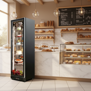 Nuelead NE-330ck Black 330L One <b>Door</b> Auto Defrost Vertical <b>Stand</b> Commercial Dessert Pastry Cake Display Chiller Cabinet - Product Image 3
