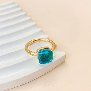 Anillo EMANCO con Cabeza de Hongo, Estilo Japonés Coreano, de Lujo Ligero, Cristal Irregular en Forma de Cubo de Azúcar, Resistente a la Decoloración, para Uso Diario - Product Image 6