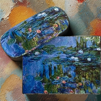 Étui rigide pour lunettes avec impression artistique, avec chiffon de nettoyage en microfibre, fermeture éclair, pour le rangement des lunettes pour les voyages quotidiens