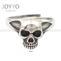 Bague Crâne en Argent Sterling Style Gothique Religieux Vintage Antique pour Homme Motard, Cadeau Anniversaire Mariage Fête, Bague Éternité Crâne