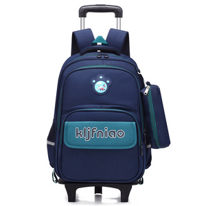 Student Children Cartoon Pull Rod <b>Backpack</b> Girl with <b>Wheel</b> Pull Rod <b>Wheel</b> School Bag Boy Trolley <b>Backpack</b> - Product Image 5