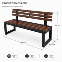 Banc de jardin extérieur résistant aux intempéries en WPC (bois-plastique) avec lattes anti-rouille pour les espaces publics, les places communautaires, les campus, les jardins et les aménagements paysagers