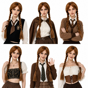 <span class=keywords><strong>Perruque</strong></span> de cosplay Wednesday Addams, longue, brune, tressée, style gothique, cheveux synthétiques, pour femmes, costume de fête d'Halloween - Product Image 2