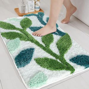Alfombra de baño cuadrada de microfibra absorbente antideslizante con diseño minimalista y patrón de plantas, estilo transfronterizo. - Product Image 2