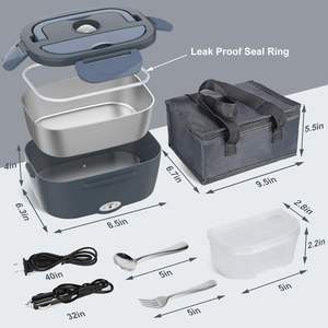 Chauffe-aliments Portable 110V/220V avec boîte à lunch électrique amovible en acier inoxydable pour voiture et maison - Product Image 6