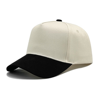 Gorras de Béisbol Personalizadas con 5 Paneles, Frente Estructurado, Visera Curva Cosida, Venta al por Mayor, MOQ Bajo, Gorras Bicolor, Topi Panel Lima, Grosir