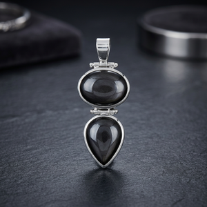 Pendentif classique en argent 925 plaqué argent avec onyx en forme de goutte d'eau, serti dans un cadre, unisexe, pour un usage quotidien - Product Image 4