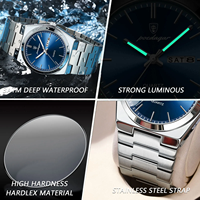POEDAGAR 930 Nuevo Reloj de Cuarzo Ultrafino con Pulsera de Acero Inoxidable para Hombre, Resistente al Agua y Luminoso