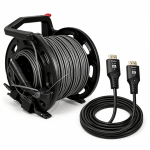 Câble HDMI 2.1 Ultra 8K à fibre optique sur <span class=keywords><strong>bobine</strong></span> 48 Gbit/s AOC avec enrouleur manuel pour diffusion en direct d'événements extérieurs - Product Image 1