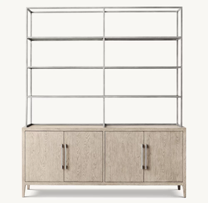 Muebles de Salón Clásicos Modernos, Aparador de Madera Reciclada de 4 Puertas para Cocina Abierta - Product Image 6