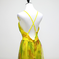 Europäisches und amerikanisches Damen-Sommerkleid in Bodenlänge, neues Mesh-Print-Design für Urlaub, Freizeit und Party
