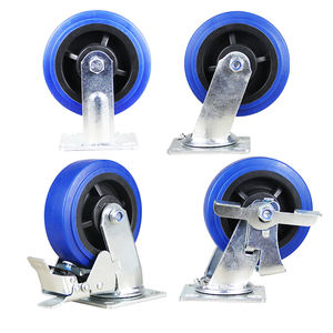 6 Zoll Schwerlast-Kugelrollen schwenkbare Rollen blaue elastische Thermoplastische Gummiräder Platte Bremse 150 mm 350 kg Last - Product Image 5