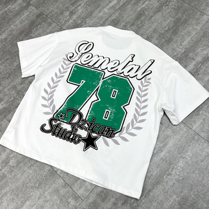 T-shirt ample personnalisé OEM avec graphisme, style streetwear, épaules tombantes, imprimé, surdimensionné, court, en coton - Product Image 6