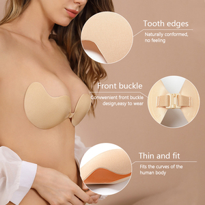 Sujetador Adhesivo <span class=keywords><strong>sin</strong></span> Tirantes para Mujer, Estilo Diario, <span class=keywords><strong>sin</strong></span> Aros, con Realce en V Profundo, Forma de Mango, Cierre Frontal, para Boda - Product Image 2