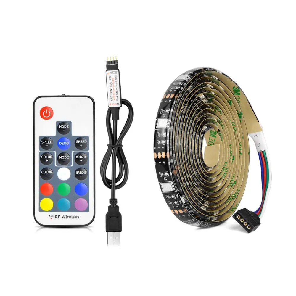60leds Flexible 5050 RGB TV BackLight with 5V USB Cable and Mini Controller for TV/PC/Laptop Background Lighting