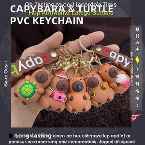 WOWEI Capybara Roedor Colgante de goma Simulación Llavero Lindo Tortuga Dibujos animados Anime Llavero - Product Image 2