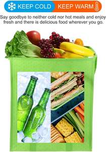 Sac isotherme pliable grand format pour livraison, sac de transport portable vert pour restaurant, sac à déjeuner réutilisable en non-tissé pour plats à emporter - Product Image 4