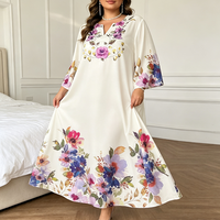 Robe longue maxi rétro à motif floral, col en V, coupe ample, décontractée, élégante, pour femme, idéale pour l'été, vente en gros