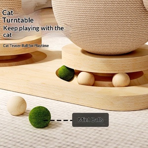Árbol para gatos de madera maciza de cocotero, directo de fábrica, todo en uno, que ahorra espacio, con poste rascador de papel y cama, para comercio transfronterizo - Product Image 4