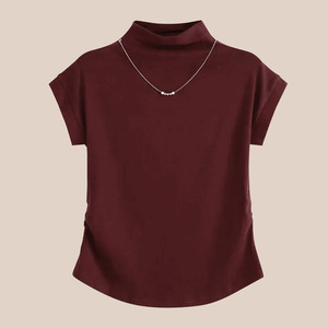 Camiseta de manga corta de ácido acético para <span class=keywords><strong>mujer</strong></span>, novedad de verano 2025, <span class=keywords><strong>camisa</strong></span> dorada fina con aspecto de hombro de una línea de <span class=keywords><strong>Color</strong></span> sólido a la moda - Product Image 6