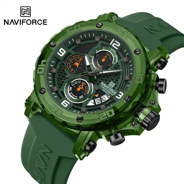 NAVIFORCE Luxury Watches for Men 5ATM Waterproof Shockproof Silicone Strap Quartz Wristwatch Sport Male Clock Relogio Masculino