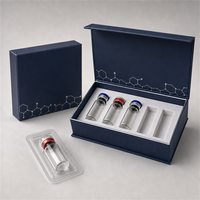Boîte rigide magnétique de luxe personnalisée en forme de livre avec insert en mousse EVA prédécoupée pour l'emballage de flacons de peptides cosmétiques, logo personnalisé