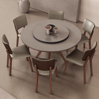 Leichter Luxus-Runder Tisch aus Sinter stein mit Plattenspieler Kleiner Haushalt Moderner einfacher Esstisch aus massivem Holz PJ2421