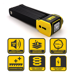 Candado de Seguridad Plegable para <span class=keywords><strong>Bicicleta</strong></span>/Motocicleta, Anti-Robo, con Alarma de 120dB, de Acero, Resistente a la Manipulación, en Oferta - Product Image 2